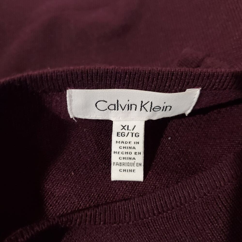 Calvin Klein Long Bell Sleeve Knit Top Womens Size XL Merlot Purple Relaxed Soft - Picture 7 of 10